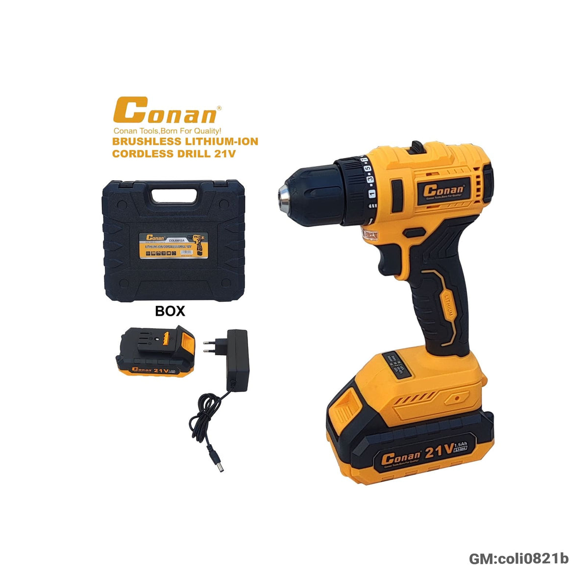 BRUSHLESS LITHIUM-ION CORDLESS DRILL 21V "coli0821b"