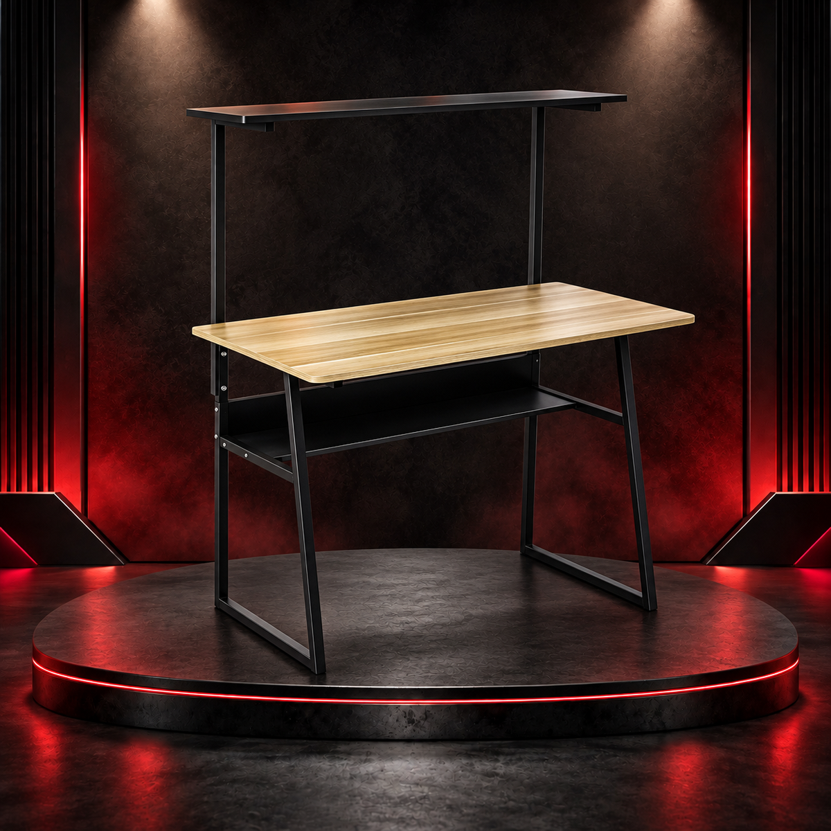 Computer Desk with Printer Shelf and Bookshelf | Multi-Tier Study Table | 100x50cm Workstation "562-19"