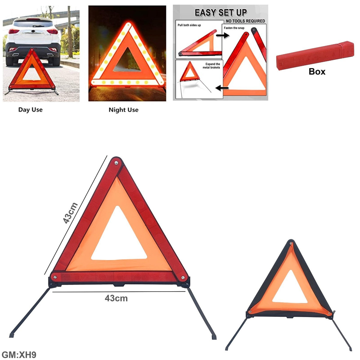Reflective Triple Triangle  Car Warning Sign  Roadside "xh9"