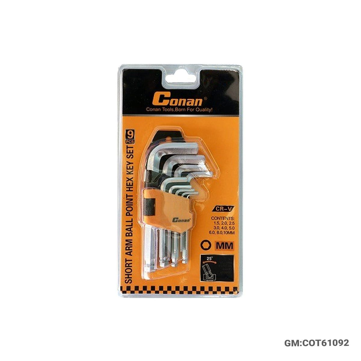 9 PCS Hex Key Long Arm "COT61092"