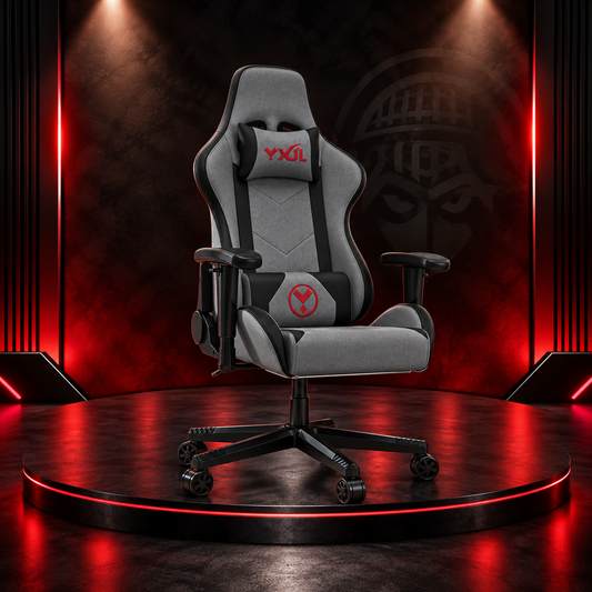 Ergonomic Gaming Chair with Footrest – Grey Fabric Design – Model "CS-CHR03"