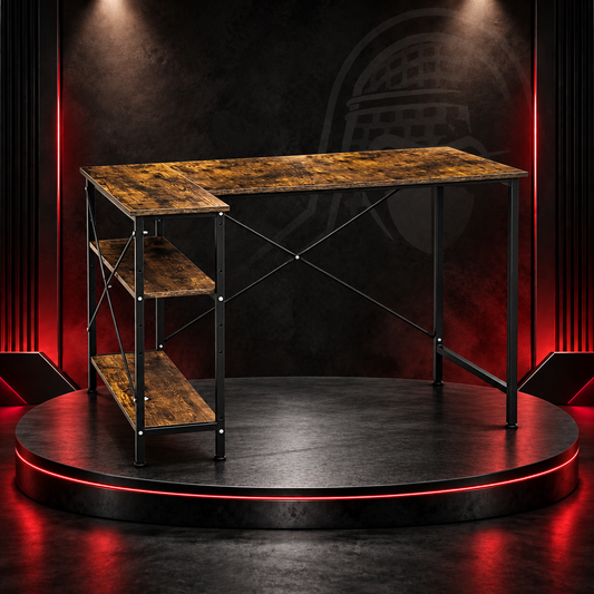 Modern L-Shaped Wooden Computer Desk with Bookshelf | Study & Office Workstation "562-18"